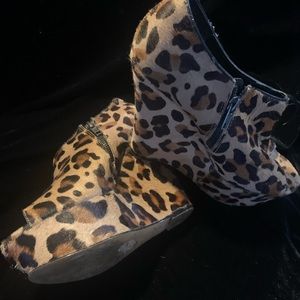 Steve Madden leopard print wedge shoes.